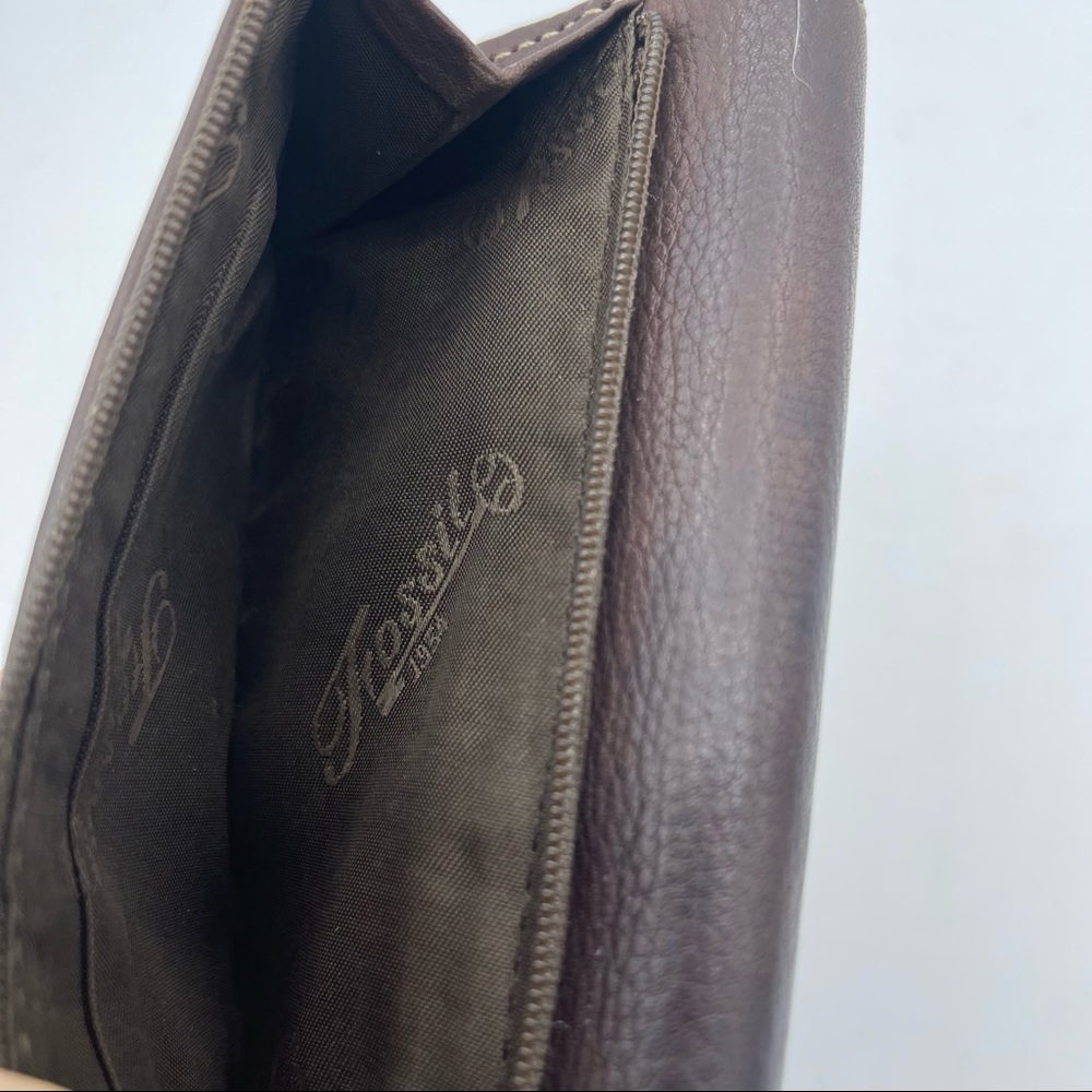 FOSSIL Bifold Leather Brown Wallet Credit Card ID Slots Checkbook Holder - Picture 4 of 6